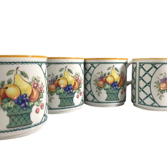 Villeroy & Boch Fruit Basket Set Of 4 Coffee Mugs Espresso Vitro #1748 Germany - Picture 6 of 9
